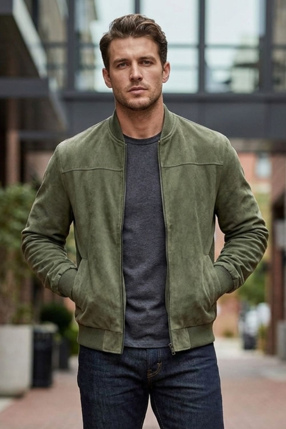 Herren Freizeit-Bomberjacke | Stehkragen & Klare Zip-Front