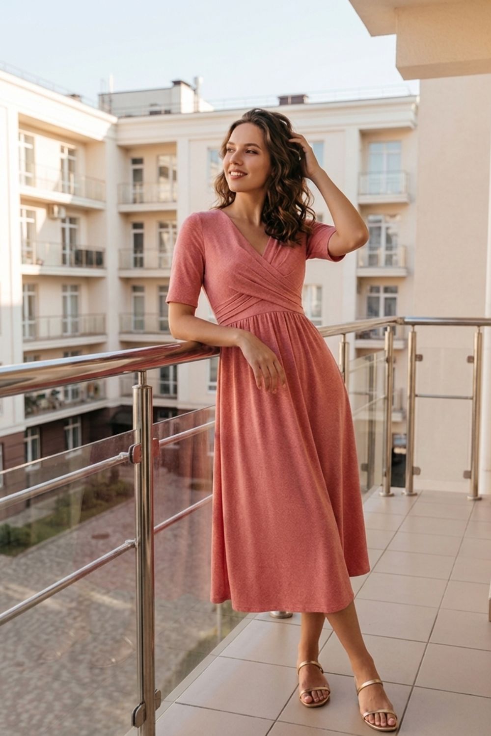 Damen Wickel Midikleid | Elegant