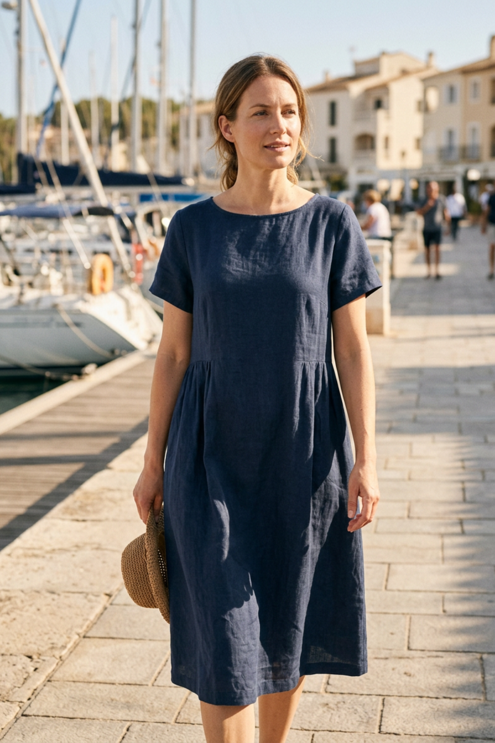 Damen Leinen Kaftankleid | Maxi