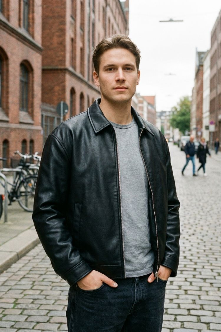 Herrenjacke mit Reißverschluss und Kragen