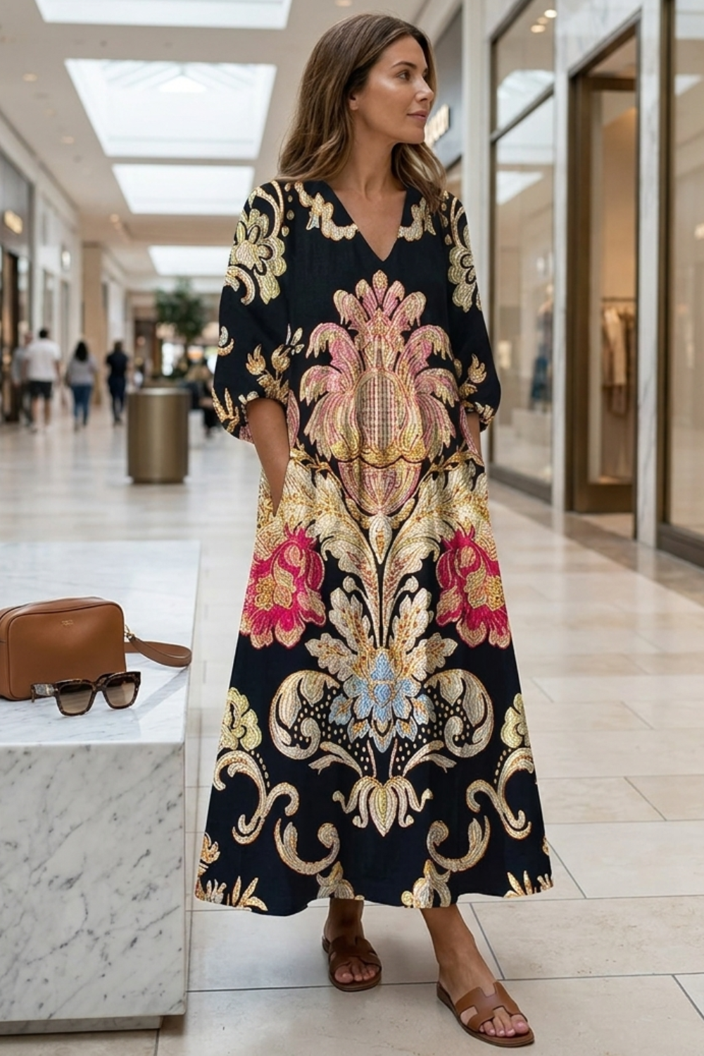 Damen Boho Maxikleid | Floraler Print