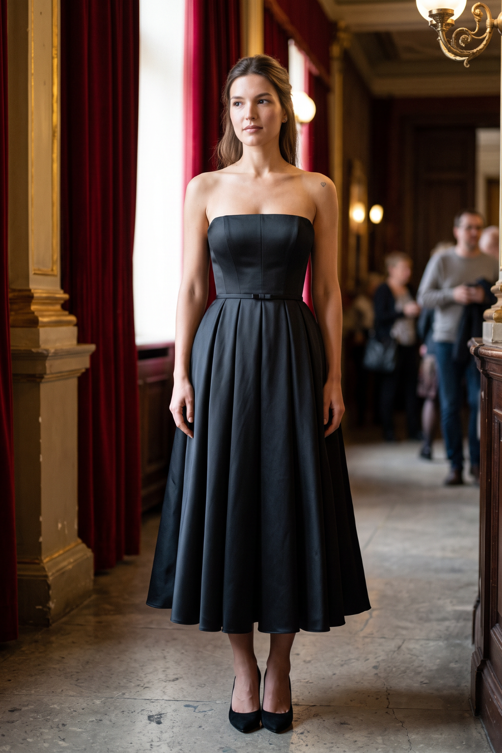 Damen Trägerloses Maxikleid | A-Linie