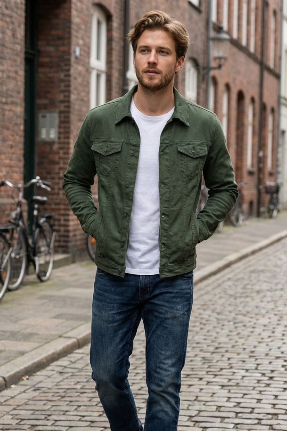 Jeansjacke Herren mit Knopfleiste und Brusttaschen