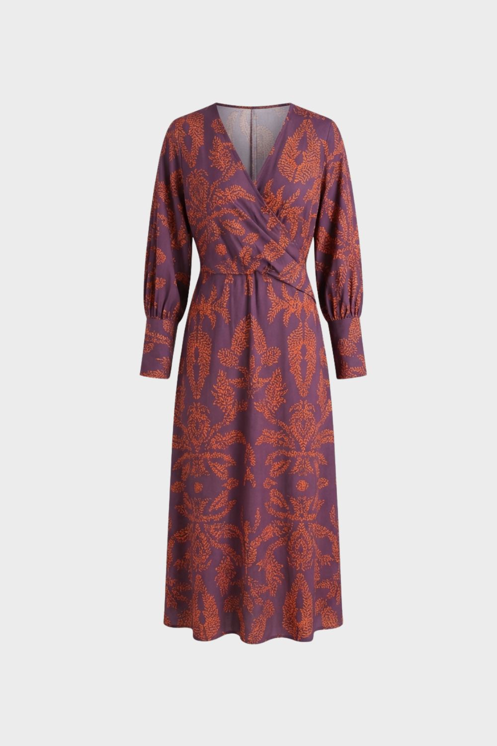 Midikleid Damen mit V-Ausschnitt und Print