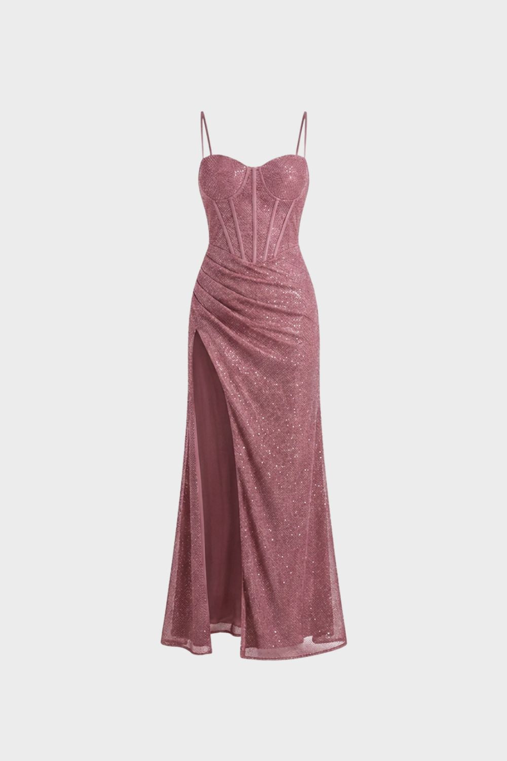 Damen Abendkleid lang mit Spaghettiträgern
