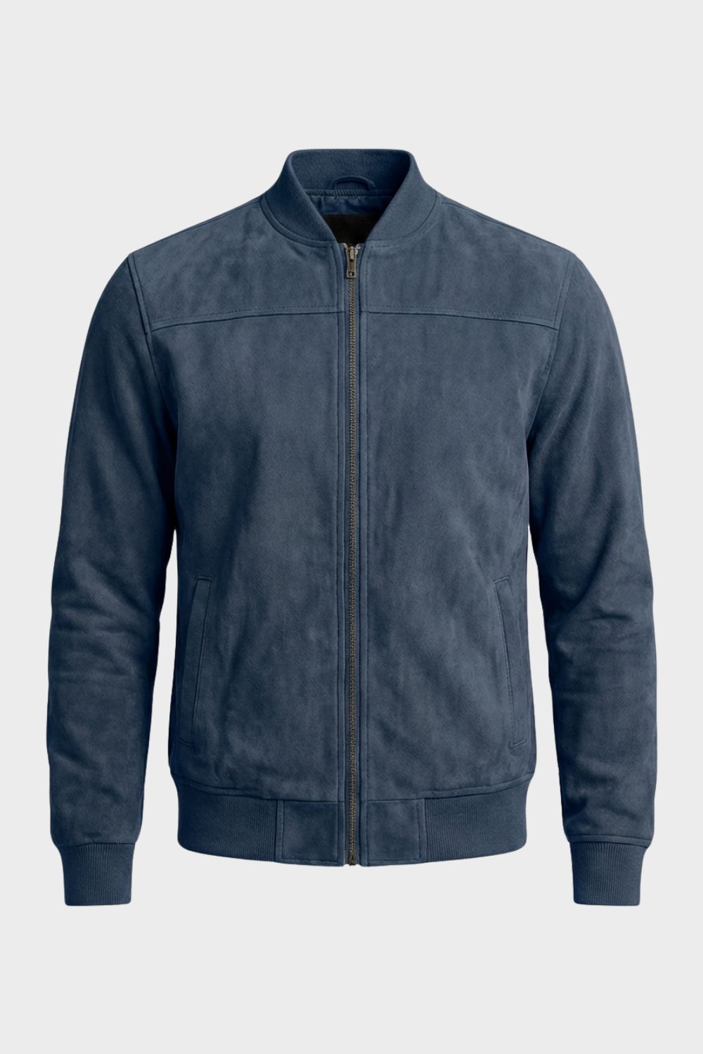 Herren Lederjacke mit Reißverschluss und Stehkragen