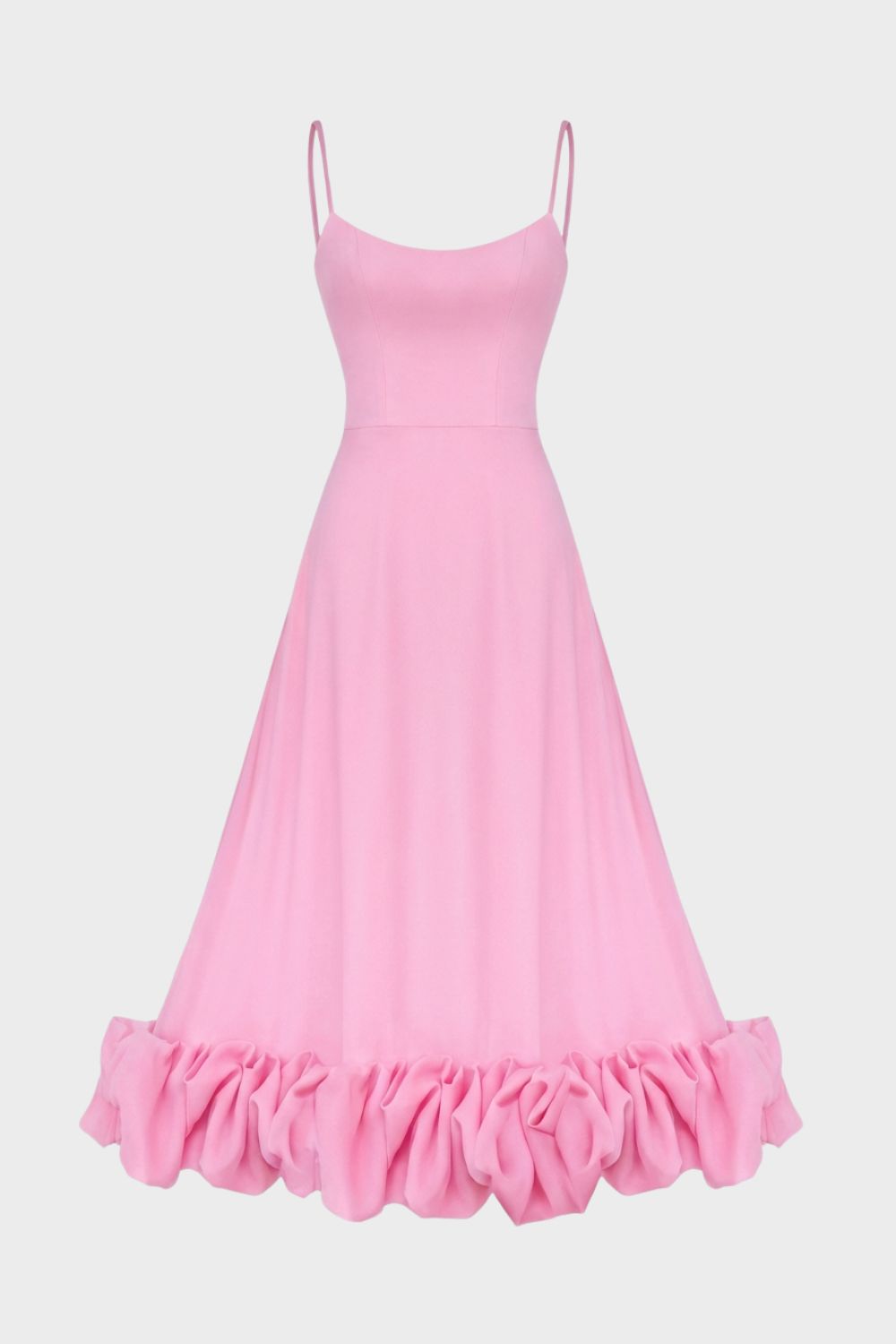 Midikleid Damen mit Trägern und Volant