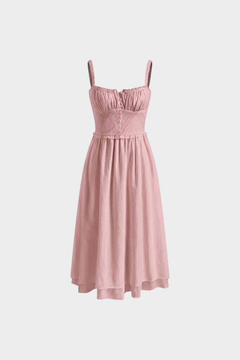 Sommerkleid Damen Midikleid mit Trägern und Raffung