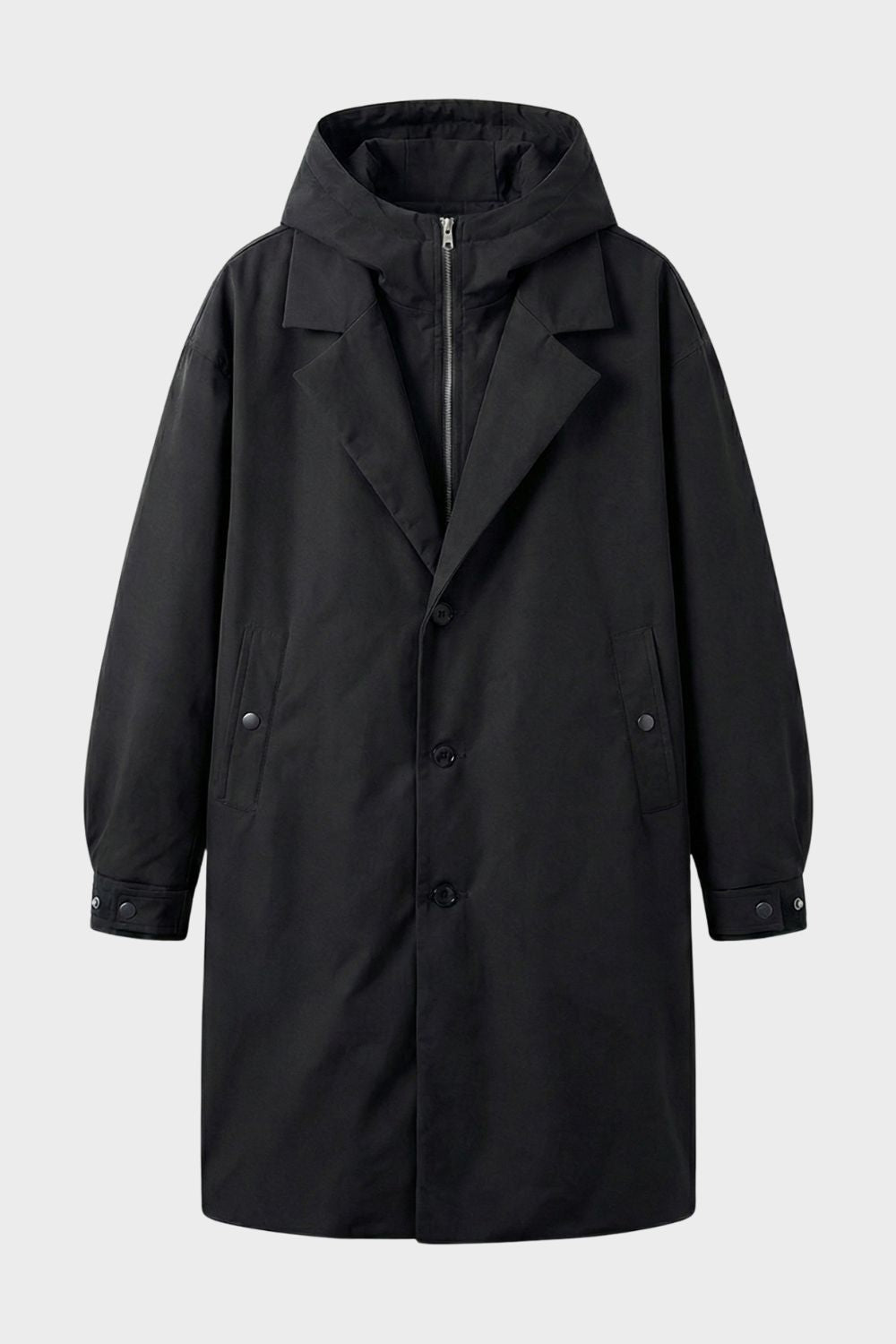 Herren Mantel mit Kapuze und Reverskragen