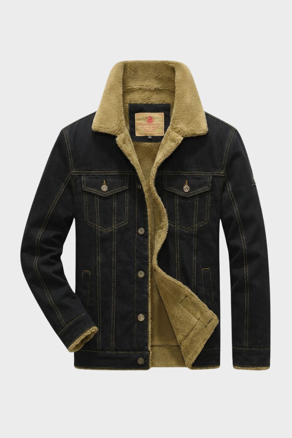 Jeansjacke Herren mit Fellkragen und Knopfleiste