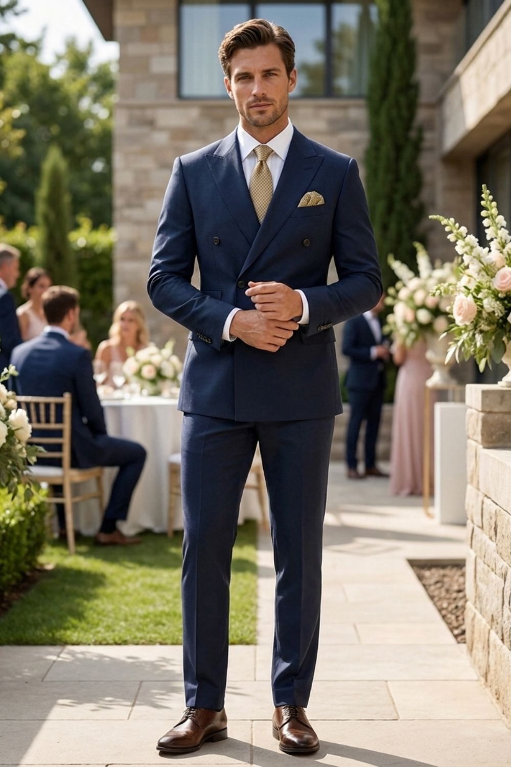 Herren Anzüge – Zweiteiliger Anzug mit Doppelreiher-Sechs-Knopf-Blazer und moderner Passform für Partys & Abendveranstaltungen