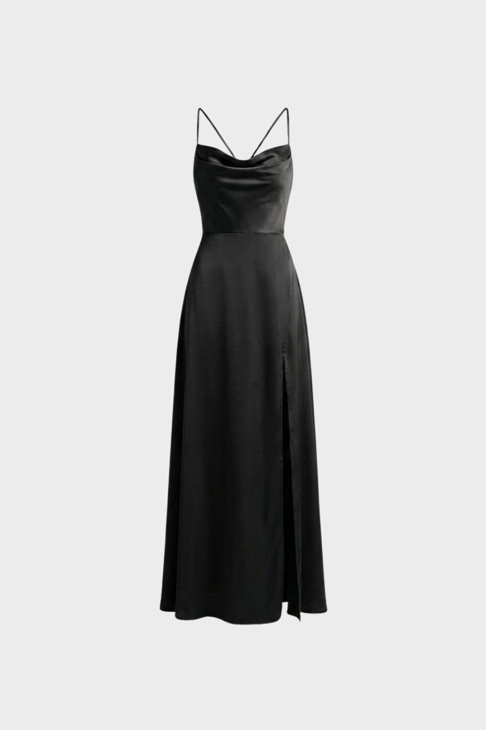 Damen Satin Abendkleid | Schlitz