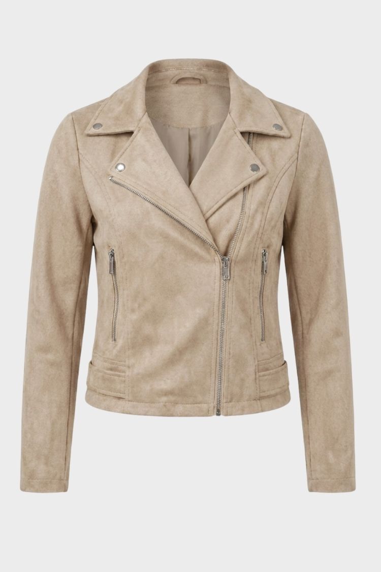 Lederjacke Damen Bikerjacke mit Reißverschluss