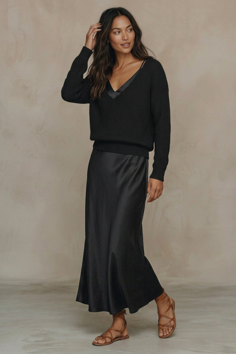 Damen Zweiteiliges Maxikleid Set | Satin-Optik
