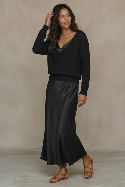 Damen Zweiteiliges Maxikleid Set | Satin-Optik