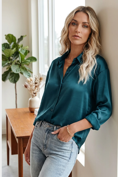 Damen Satin Bluse | Klassisch