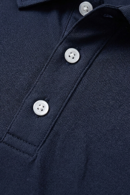 Herren Poloshirt Langarm mit Knopfleiste