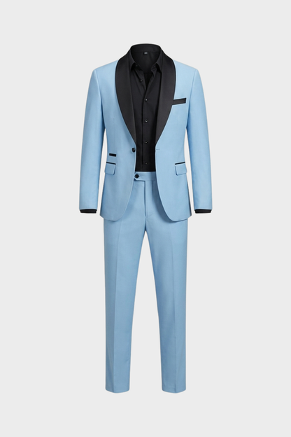 2-teiliger Smoking Herrenanzug Slim Fit – Satin-Schalkragen