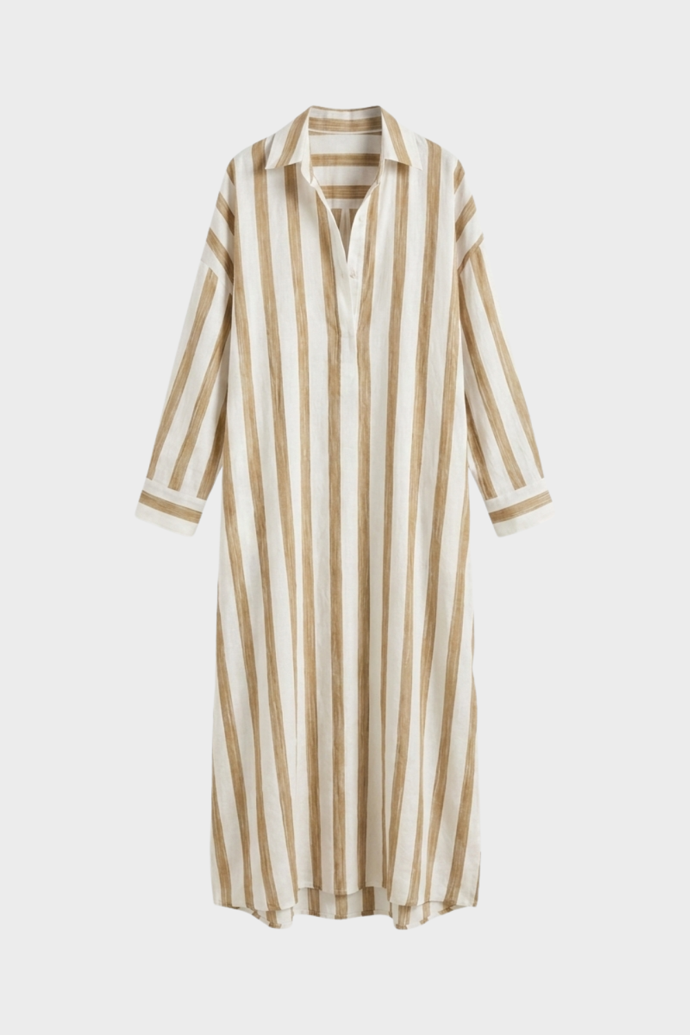 Damen Streifen Hemdkleid | Maxi
