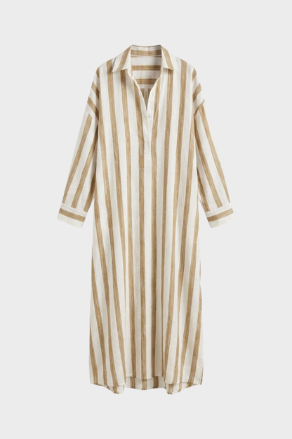 Damen Streifen Hemdkleid | Maxi