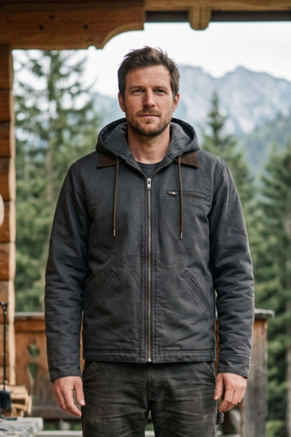 Herren Freizeitjacke mit Kapuze | Kontrastfutter & Reißverschluss