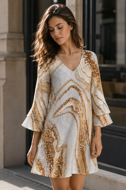 Damen Minikleid Print | Glocke