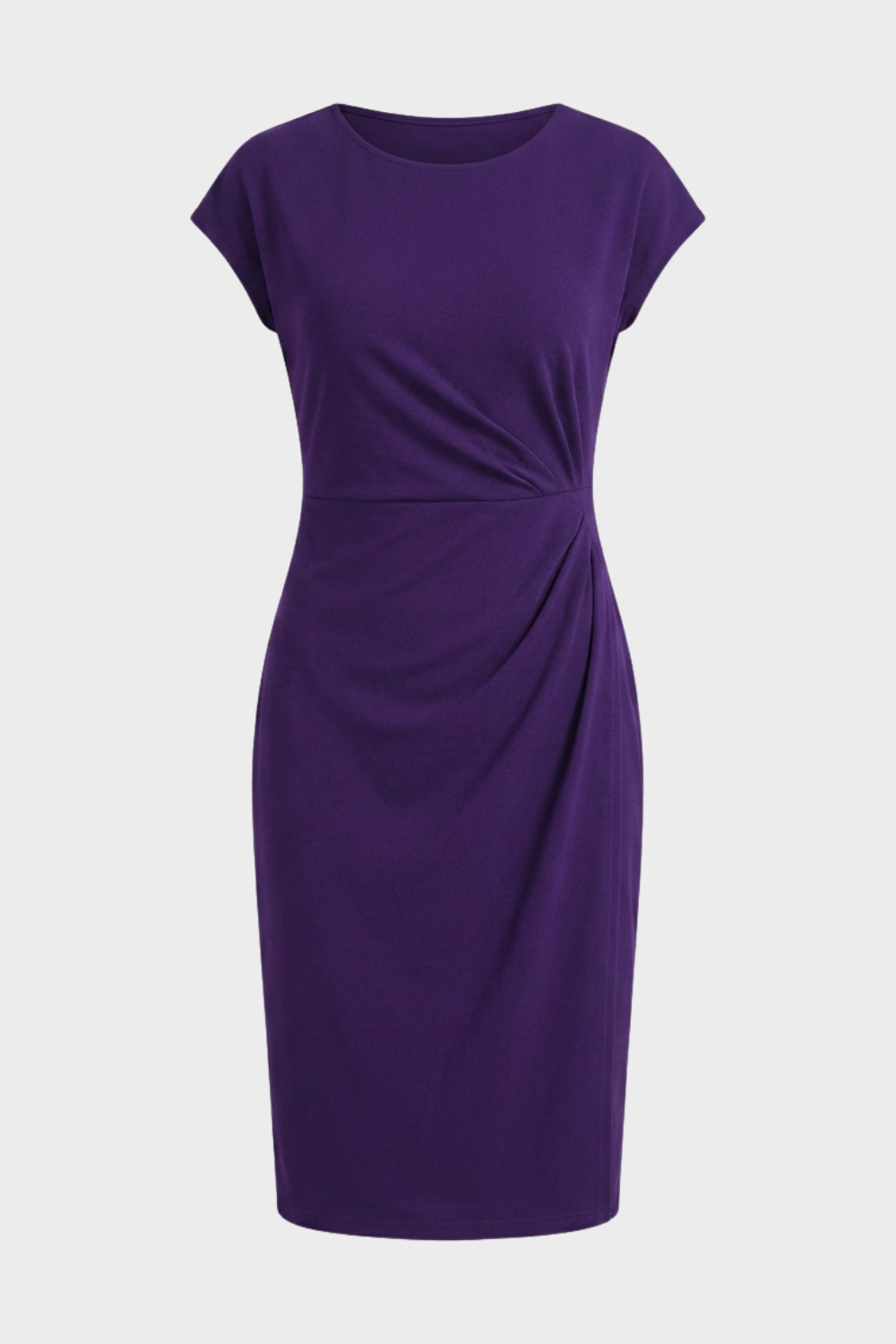 Damen Gerafftes Midikleid | Flügelärmel