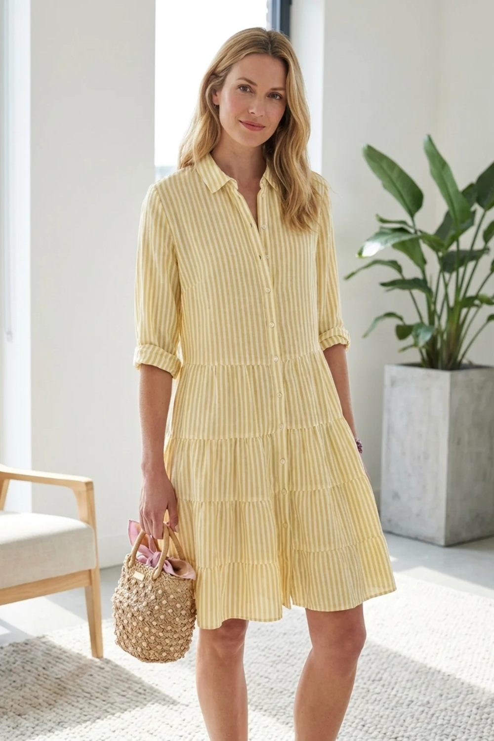 Damen Sommerkleid Midi | Knopfleiste