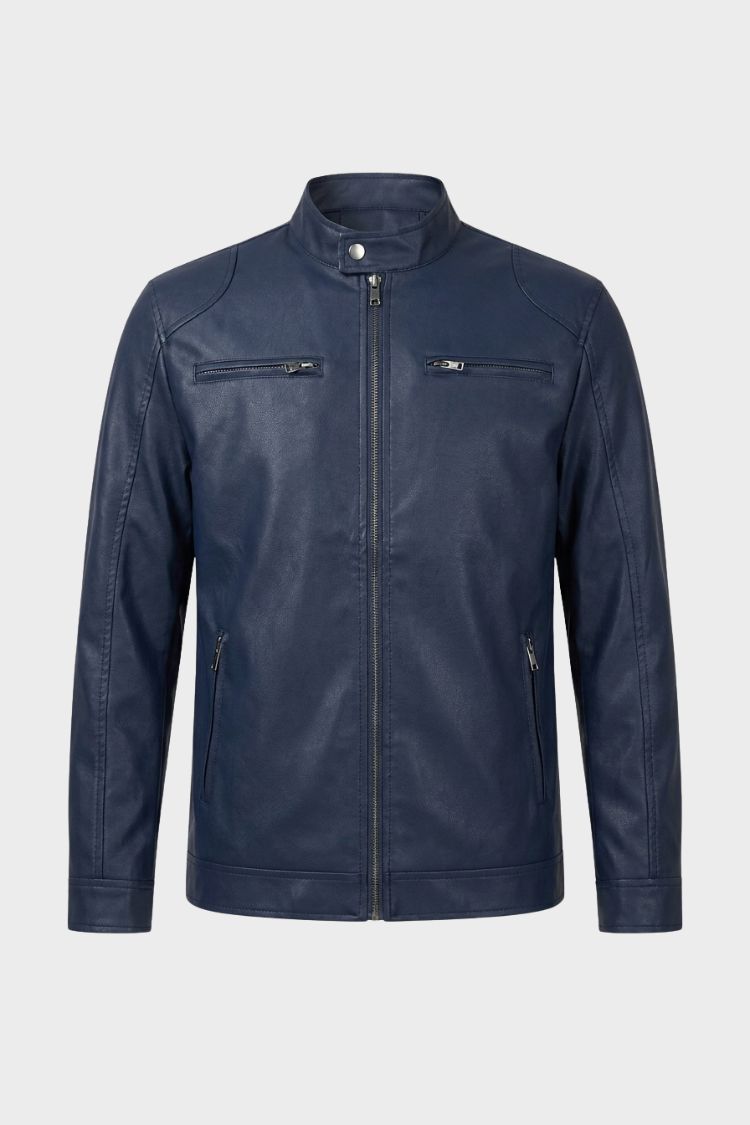 Herren Bikerjacke | Stehkragen & Reißverschlusstaschen
