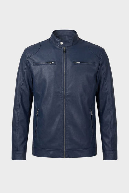 Herren Bikerjacke | Stehkragen & Reißverschlusstaschen