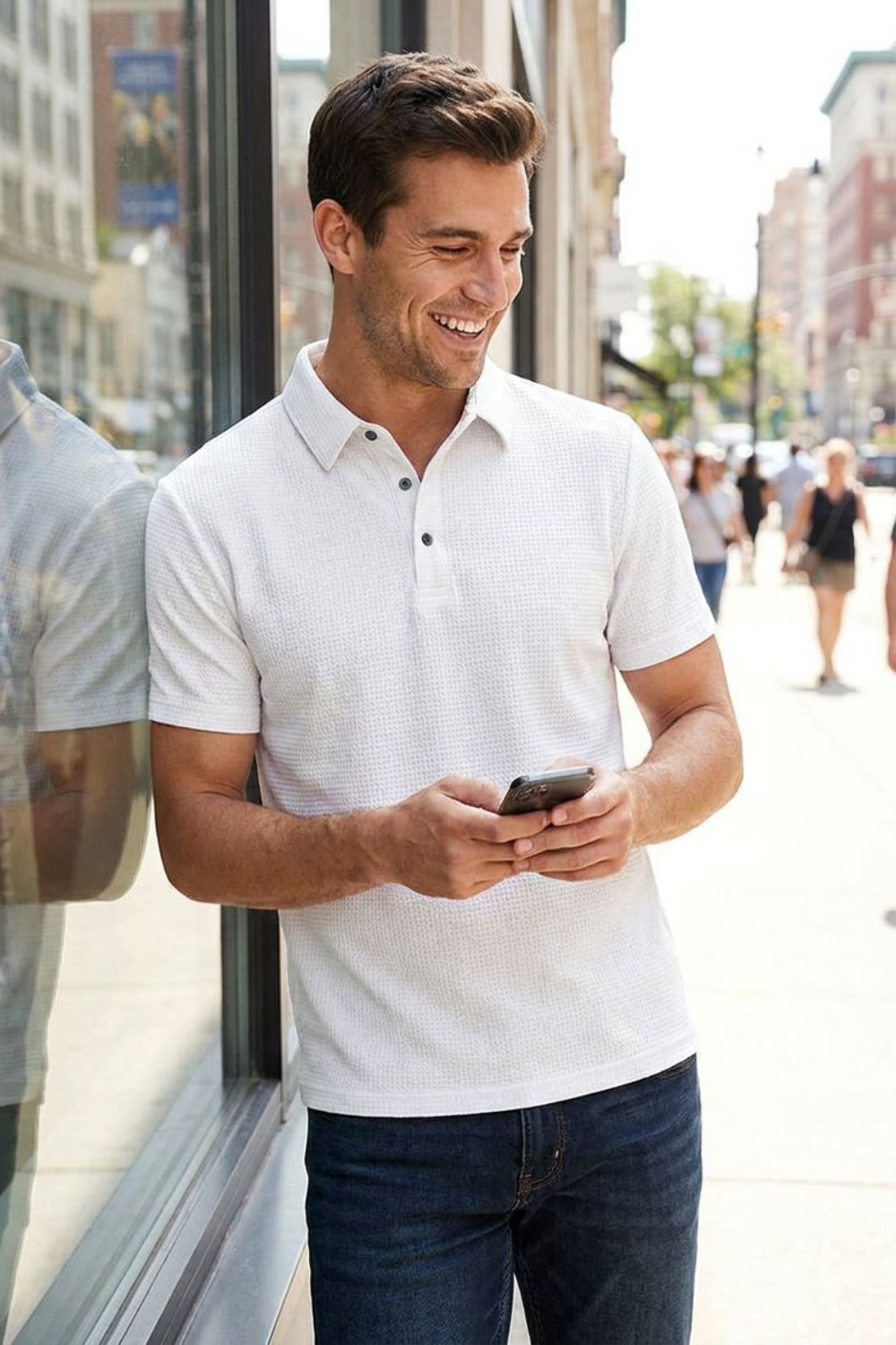 Poloshirt Herren Kurzarm mit Knopfleiste