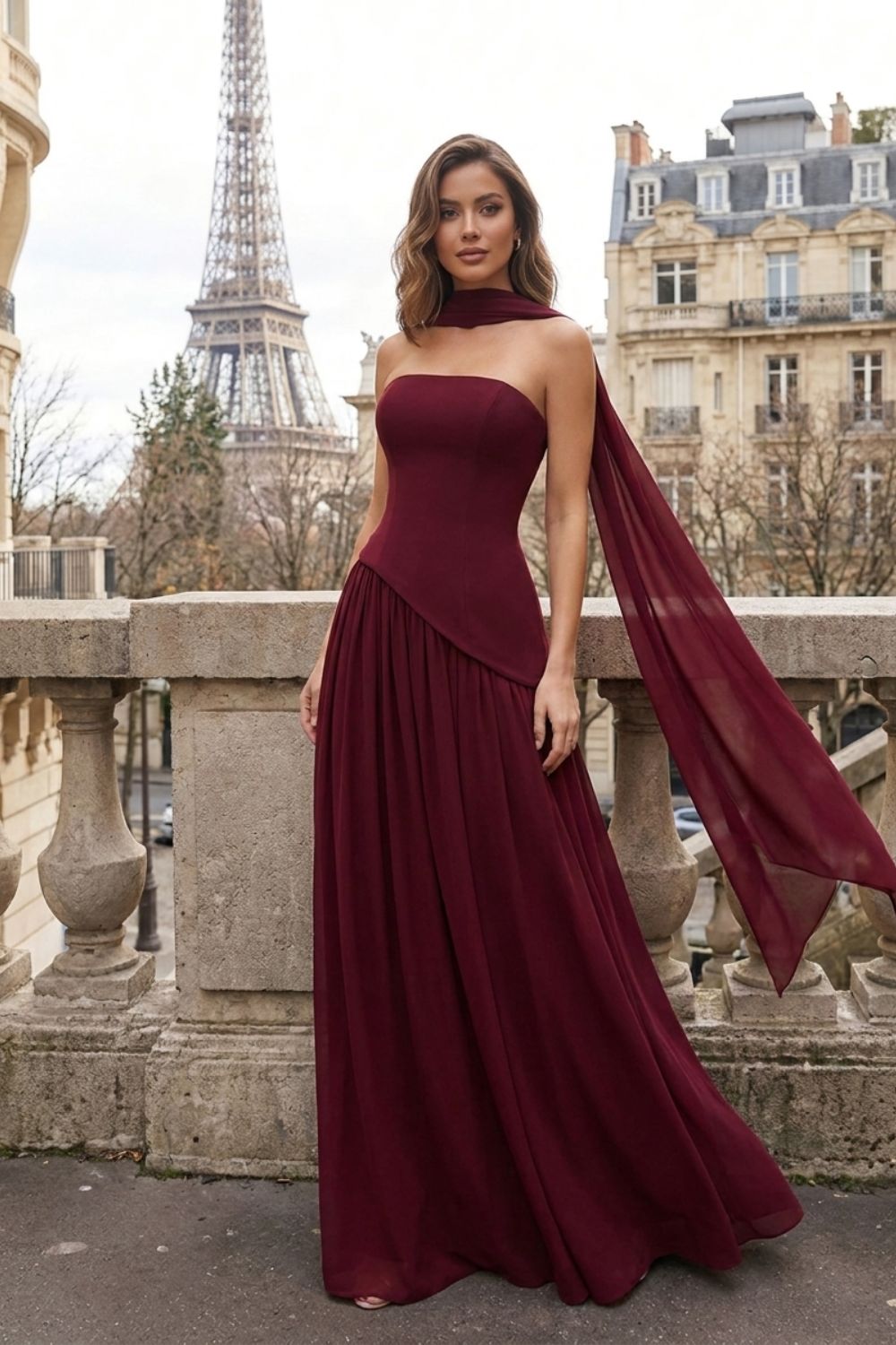 Damen Trägerlos Maxikleid | Elegant