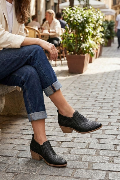Damen Struktur-Loafer | Niedriger Blockabsatz