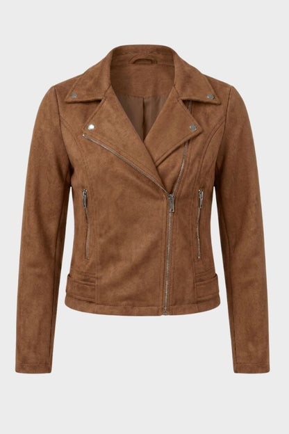 Lederjacke Damen Bikerjacke mit Reißverschluss