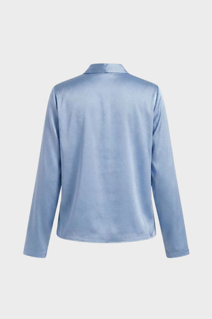 Damen Wickelbluse mit V-Ausschnitt und Langarm