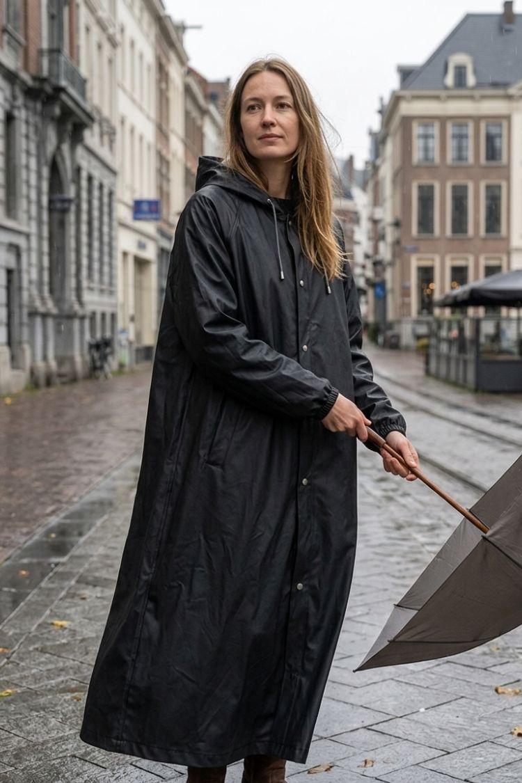Damen Kapuzenmantel | Lange Silhouette & Seitentaschen