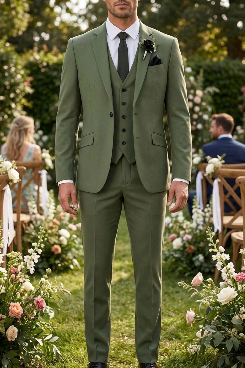 Anzug Herren Dreiteiler Slim Fit