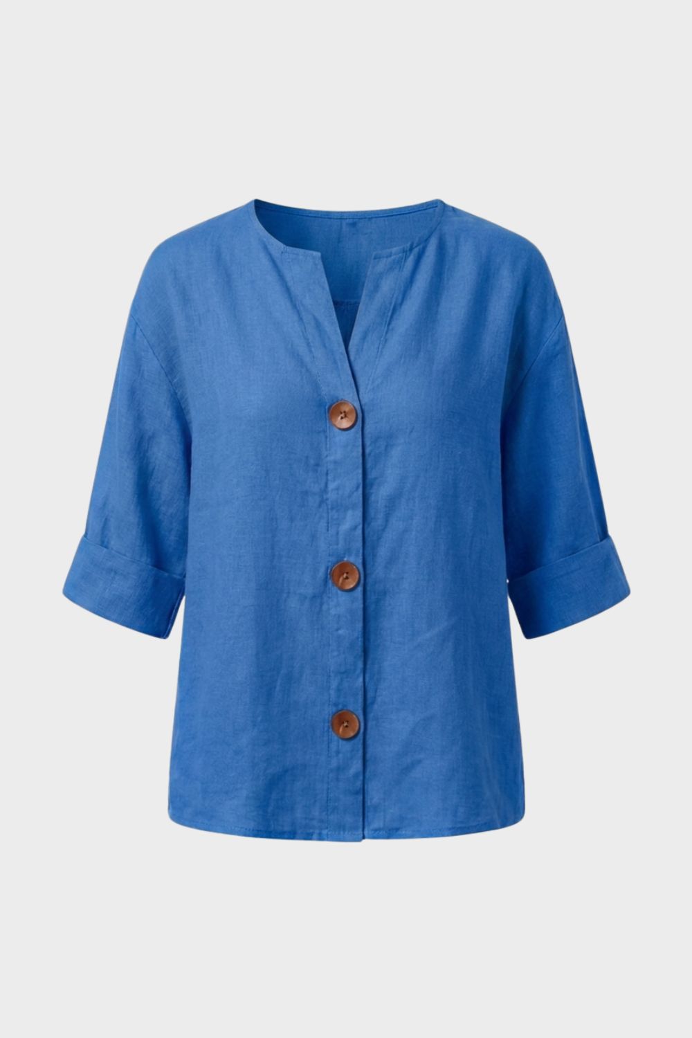 Damen Leinenbluse | Legere Knöpfe