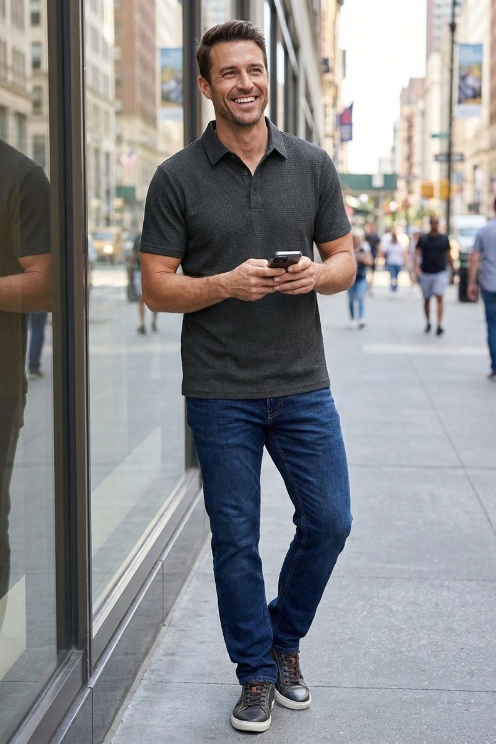 Poloshirt Herren Kurzarm mit Knopfleiste
