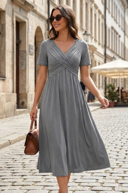 Damen Wickel Midikleid | Bauchweg