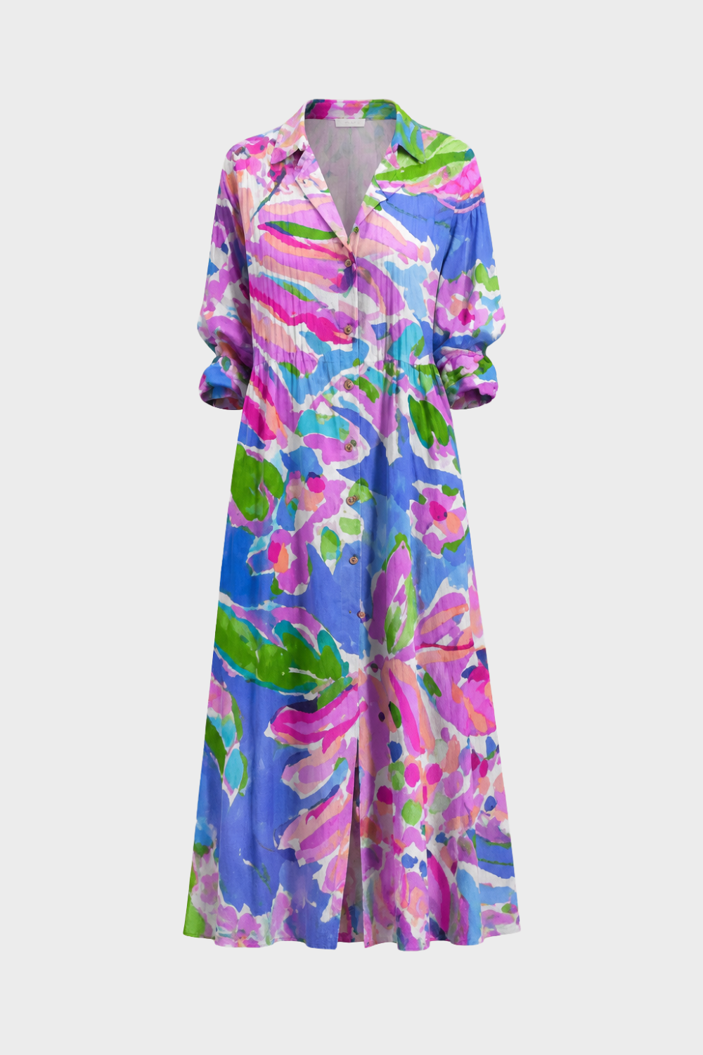 Damen Boho Hemdblusenkleid | Maxi