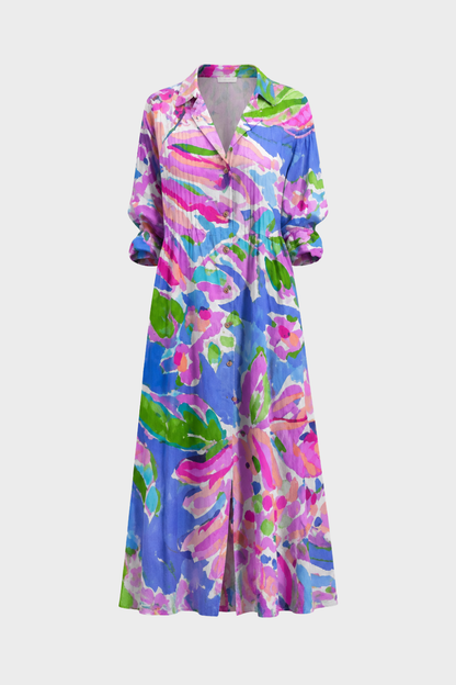 Damen Boho Hemdblusenkleid | Maxi