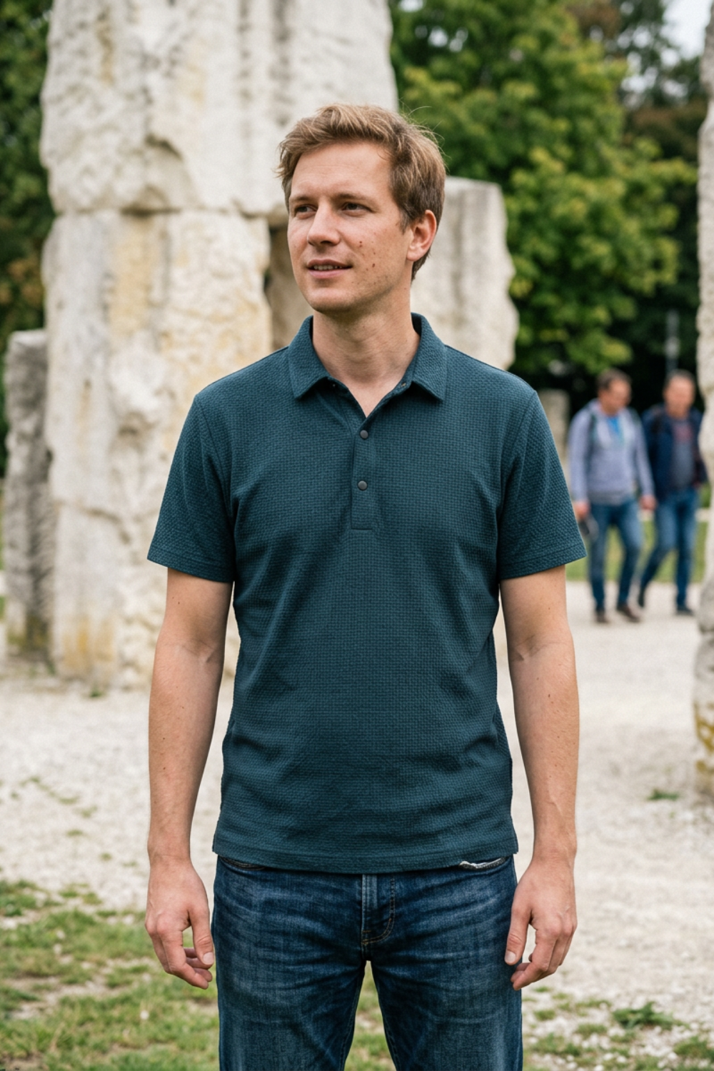 Poloshirt Herren Kurzarm mit Knopfleiste