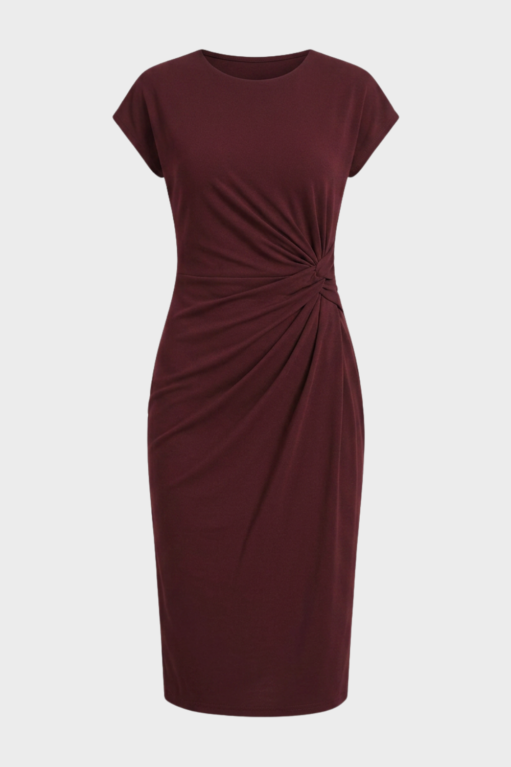 Damen Gerafftes Midikleid | Flügelärmel