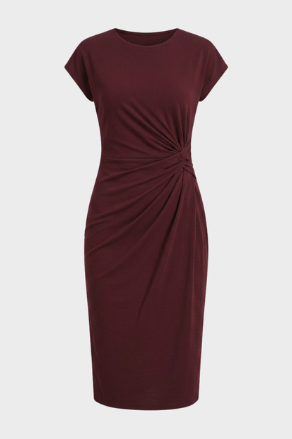 Damen Gerafftes Midikleid | Flügelärmel