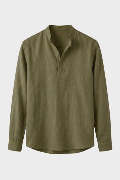 Herren Henley Langarmshirt | Stehkragen