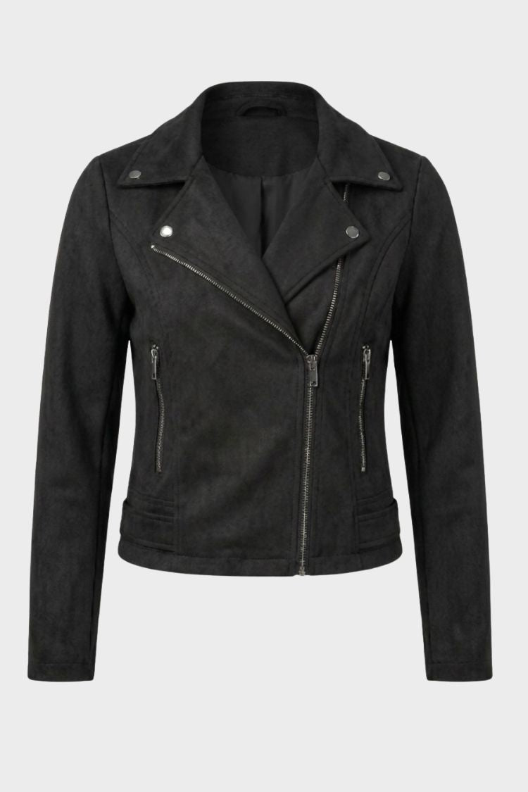 Lederjacke Damen Bikerjacke mit Reißverschluss