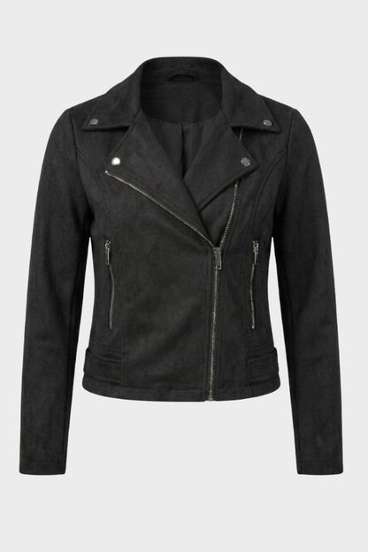Lederjacke Damen Bikerjacke mit Reißverschluss