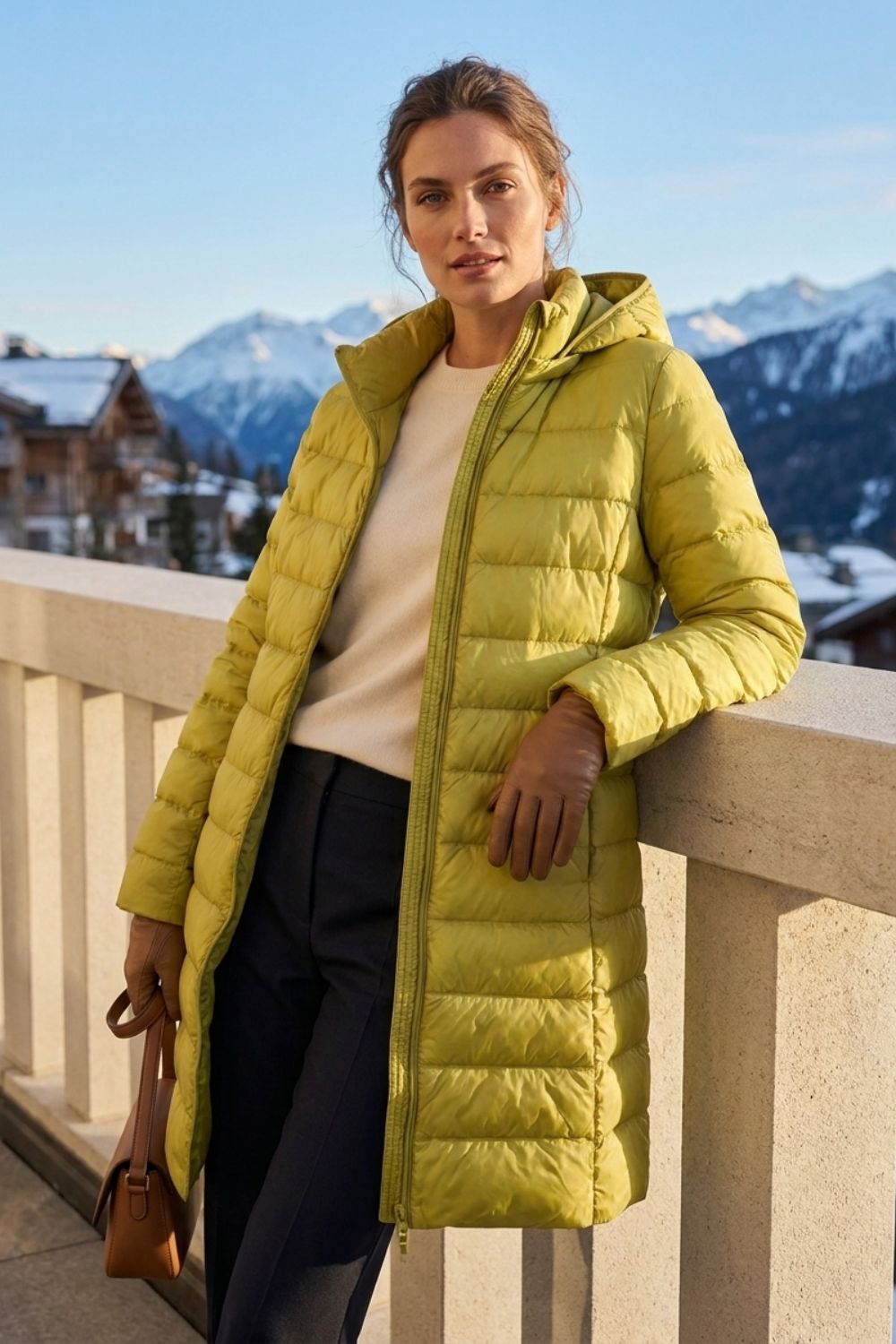Damen Lange Steppjacke | Kapuze & Verlängerte Silhouette