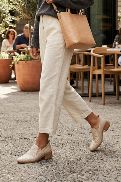 Damen Struktur-Loafer | Niedriger Blockabsatz